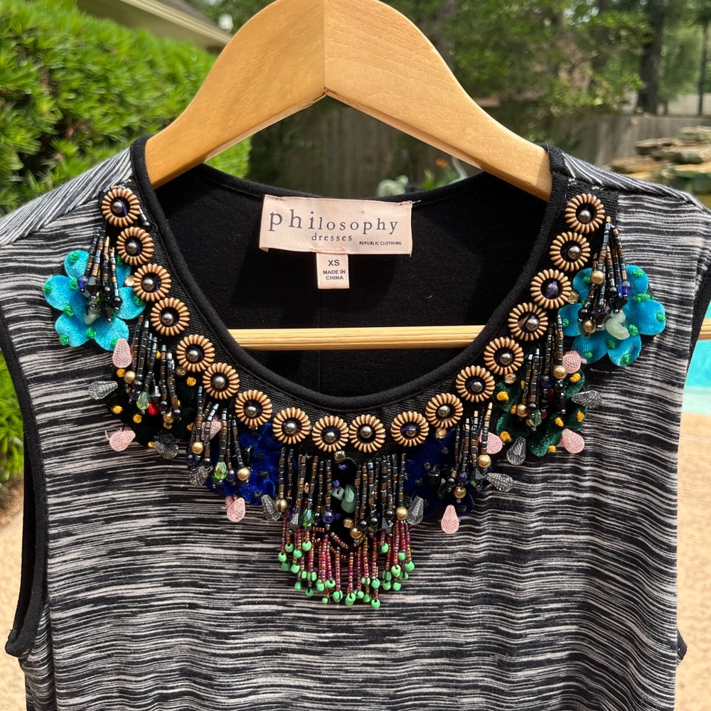 Bodycon Dress with Beaded Neckline